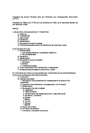 Portada del documento: Programa de Acción Mundial  para las Personas con Discapacidad-Resolucion-3752