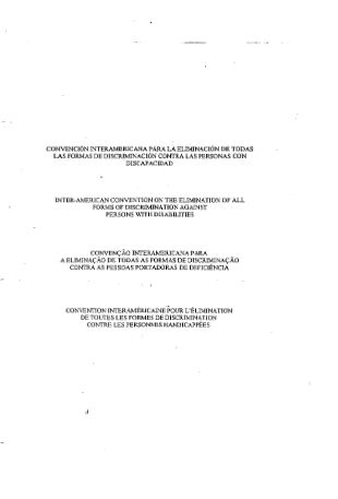 Portada del documento: Convención Interamericana para la Eliminación de Formas de Discriminación OEA-1999 DISCAPACIDAD